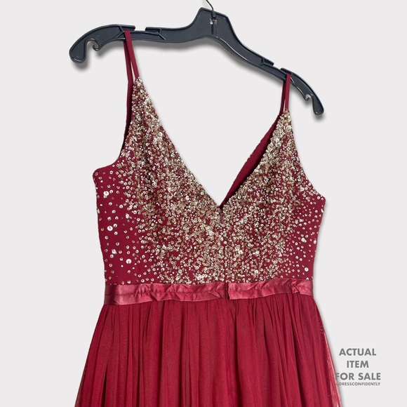BHLDN Avery Beaded Tulle Gown - Bordeaux - Picture 5 of 9